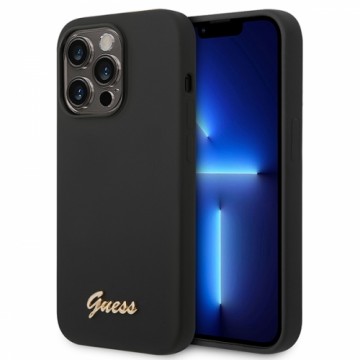 Guess Liquid Silicone Metal Logo Case for iPhone 14 Pro Max Black
