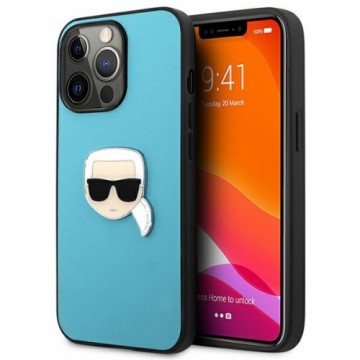 KLHCP13XPKMB Karl Lagerfeld PU Leather Karl Head Case for iPhone 13 Pro Max Blue