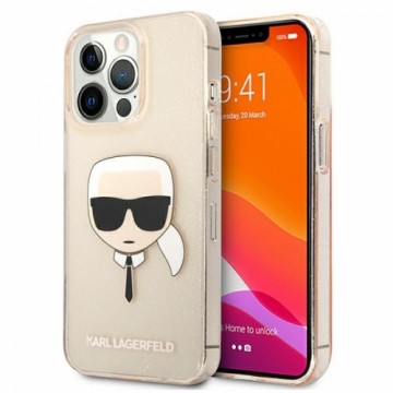 KLHCP13XKHTUGLGO Karl Lagerfeld TPU Full Glitter Karl Head Case for iPhone 13 Pro Max Gold