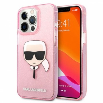 KLHCP13XKHTUGLP Karl Lagerfeld TPU Full Glitter Karl Head Case for iPhone 13 Pro Max Pink