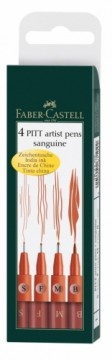 Flomasteri Faber-Castell Pitt Artist Pen, 4gab. (S,F,M,B),sanguine / brūns