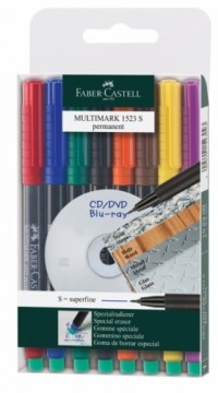 Permanentu marķieru komplekts Faber-Castell Multimark S, 0.4mm, 8gab/iep