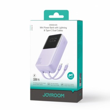 Mini power bank with built-in cables Joyroom JR-PBC07 20000mAh 30W - purple