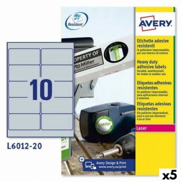 Printera birkas Avery Sudrabains 20 Loksnes 96 x 50,8 mm (5 gb.)