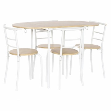 Стол и 4 стула DKD Home Decor Белый Натуральный Металл Деревянный MDF 121 x 55 x 78 cm