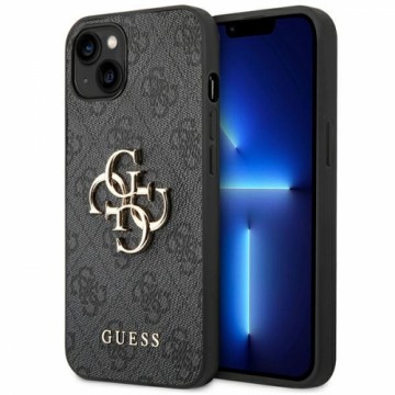 Guess PU 4G Metal Logo Case for iPhone 14 Grey