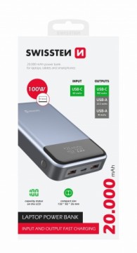 Swissten Power Bank для Ноутбука  20000 mAh / 100W