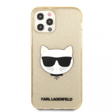 KLHCP12MCHTUGLGO Karl Lagerfeld Choupette Head Glitter Case for iPhone 12|12 Pro 6.1 Gold