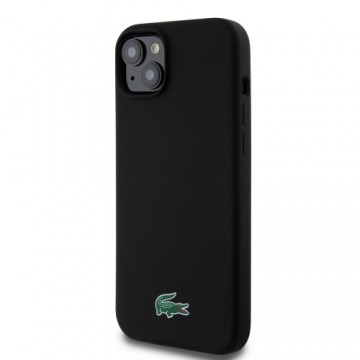 Lacoste Liquid Silicone Microfiber Croc Logo MagSafe Case for iPhone 15 Plus Black