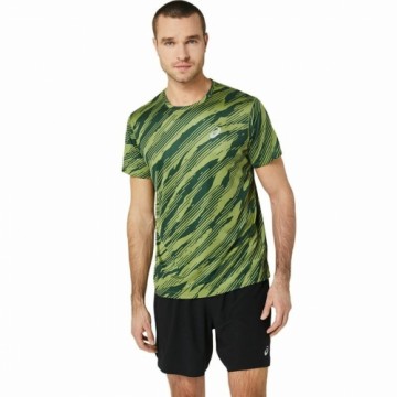 Vīriešu Krekls ar Īsām Piedurknēm Asics Core All Over Print Ss  Zaļš