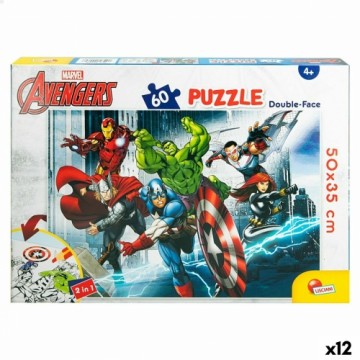 Puzle Bērniem The Avengers Abpusējs 60 Daudzums 50 x 35 cm (12 gb.)