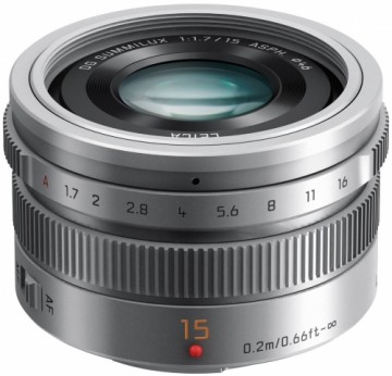 Panasonic Leica DG Summilux 15мм f/1.7 ASPH объектив, серебристый