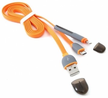 Platinet cable USB - microUSB/Lightning 1m, orange (42873)