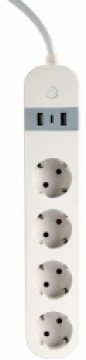 Viedā Rozete Gembird Smart Power Strip with USB Charger 4 Sockets White