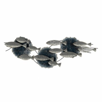 Wall Decoration Blue Silver Iron Fish 127,6 x 6,4 x 42,5 cm