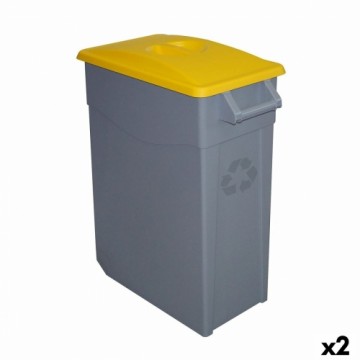 Atkārtoti Pārstrādājamo Atkritumu Tvertne Denox 65 L Dzeltens (2 gb.)