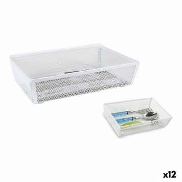 Cutlery Organiser Confortime Metal White 21,8 x 15,24 x 5,2 cm (12 Units)