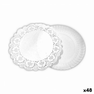 Cake stand Algon White 21 x 21 x 1 cm Circular (3 Pieces) (48 Units)