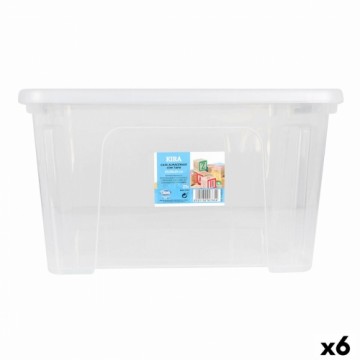 Uzglabāšanas Kaste ar Vāku Dem Kira Plastmasa Caurspīdīgs 25 L 42 x 36 x 25 cm (6 gb.)