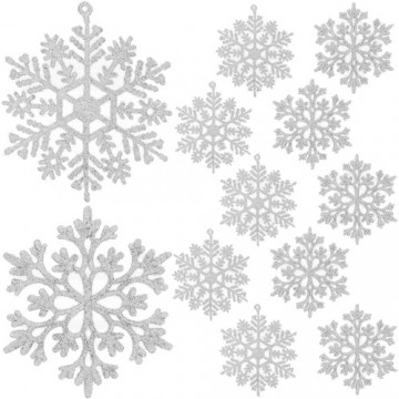 Christmas tree baubles - snowflakes 12 pcs. Ruhhy 22516 (17032-0)