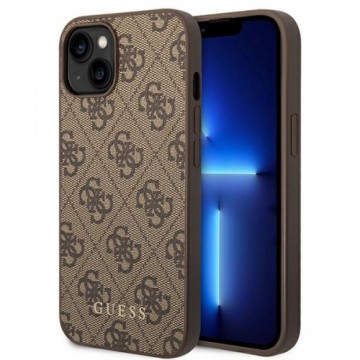 Guess GUHCP14SG4GFBR iPhone 14 6,1" brązowy|brown hard case 4G Metal Gold Logo