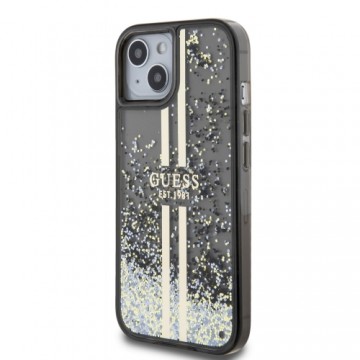 Guess PC|TPU Liquid Glitter Gold Stripe Case for iPhone 15 Black