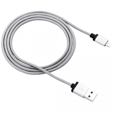 CANYON MFI-3, Charge & Sync MFI braided cable with metalic shell, USB to lightning, certified by Apple, 1m, 0.28mm, Dark gray