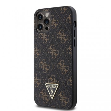 Guess PU Leather 4G Triangle Metal Logo Case for iPhone 12|12 Pro Black