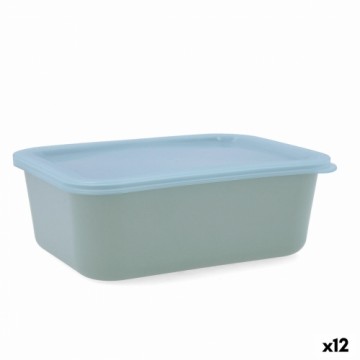 Прямоугольная коробочка для завтрака с крышкой Quid Inspira 1,34 L Зеленый Пластик (12 штук)
