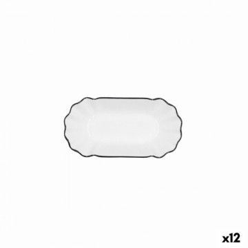 Snack tray Quid Gastro White Black Ceramic 20,5 x 11 x 3,5 cm (12 Units)