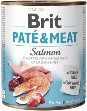 BRIT Paté & Meat with Salmon - wet dog food - 800g