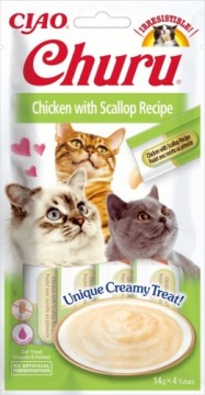 INABA Churu Chicken with Scallop Recipe - cat treats - 4x14 g