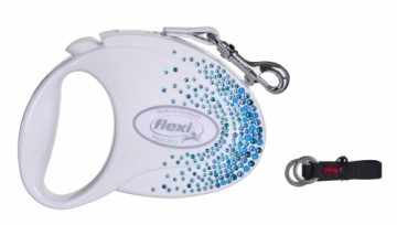 FLEXI Glam Splash Ocean with Swarovski crystals M - Dog Retractable lead - 5 m - white