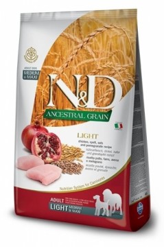 FARMINA N&D ANCESTRAL GRAIN DOG LIGHT - CHICKEN. SPELT.OATS AND POMEGRANATE ADULT MEDIUM & MAXI 12kg