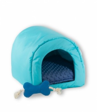 GO GIFT Dog and cat cave bed - blue - 40 x 33 x 29 cm