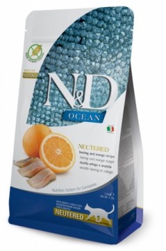 Dry cat food - FARMINA N&D CAT OCEAN HERRING&ORANGE NEUTERED 300g