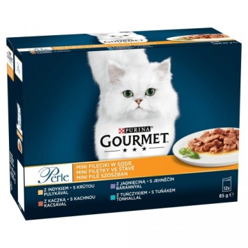 Purina Nestle PURINA  Gourmet Perle Duck, turkey, lamb, tuna - wet cat food - 12x85 g