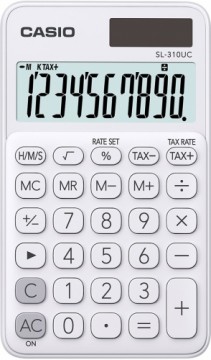 CASIO CALCULATOR, POCKET SL-310UC-WE WHITE, 10 DIGIT DISPLAY