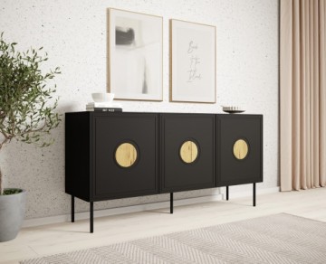 Cama Meble PALAZZO chest of drawers 150x42x75 black + oak craft