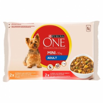 Purina Nestle PURINA One Mini Adult Chicken, Beef - wet dog food - 4x100 g