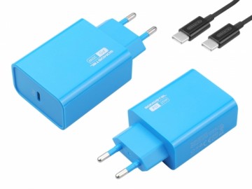 Сетевое зарядное устройство Somostel SMS-A78, 2 x USB, PD, 20 Вт + кабель USB Type-C, синий