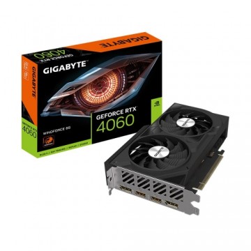 Graphics Card|GIGABYTE|NVIDIA GeForce RTX 4060|8 GB|GDDR6|128 bit|PCIE 4.0 16x|2xHDMI|2xDisplayPort|GV-N4060WF2-8GD