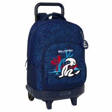 School Rucksack with Wheels El Niño Paradise Navy Blue 33 X 45 X 22 cm