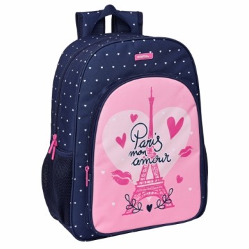 School Bag Safta Paris Pink Navy Blue 33 x 42 x 14 cm