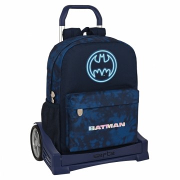 School Rucksack with Wheels Batman Legendary Navy Blue 32 x 43 x 14 cm