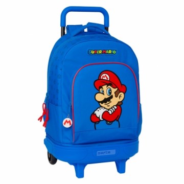 Skolas mugursoma ar riteņiem Super Mario Play Zils Sarkans 33 X 45 X 22 cm