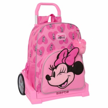 Skolas mugursoma ar riteņiem Minnie Mouse Loving Rozā 33 x 42 x 14 cm