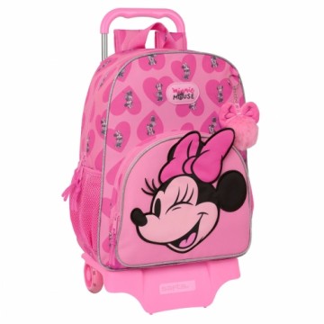 Skolas mugursoma ar riteņiem Minnie Mouse Loving Rozā 33 x 42 x 14 cm