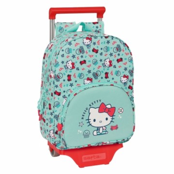 School Rucksack with Wheels Hello Kitty Sea lovers Turquoise 26 x 34 x 11 cm