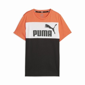 Child's Short Sleeve T-Shirt Puma Ess Block Black Orange